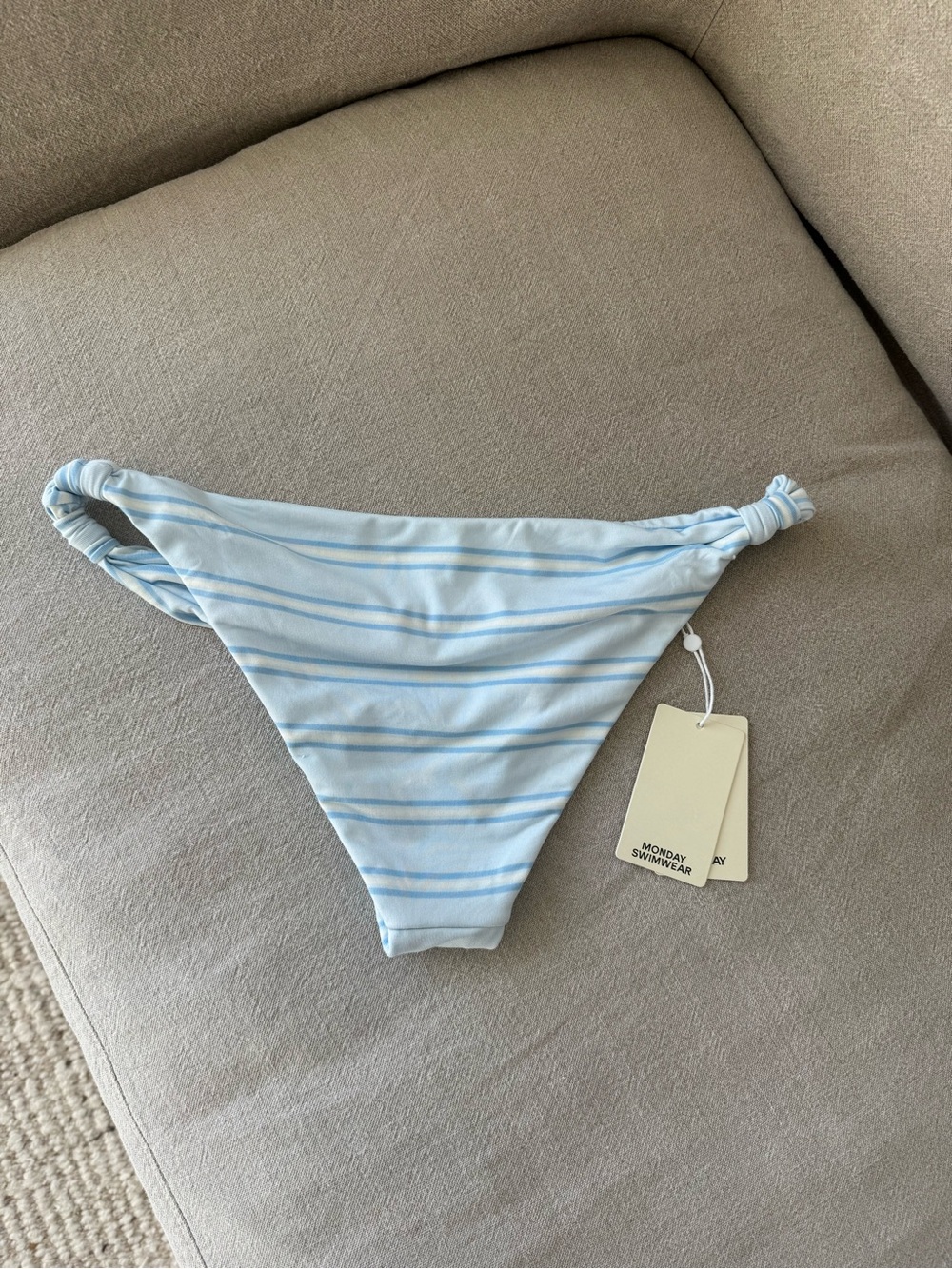 NWT Monday Swimwear Tulum Bikini Bottom Ice Stripe L/V - Picture 3 of 7